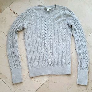 BANANA REPUBLIC cable Sweater XS never worn silver shimmer